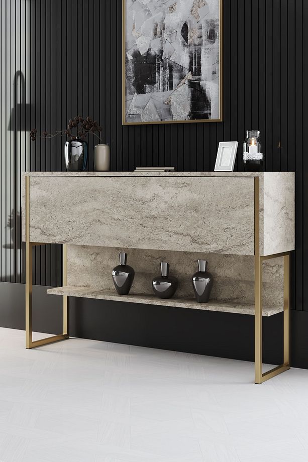 LUXE DRESUAR DEMİR AYAKLI MERMER GOLD - 1