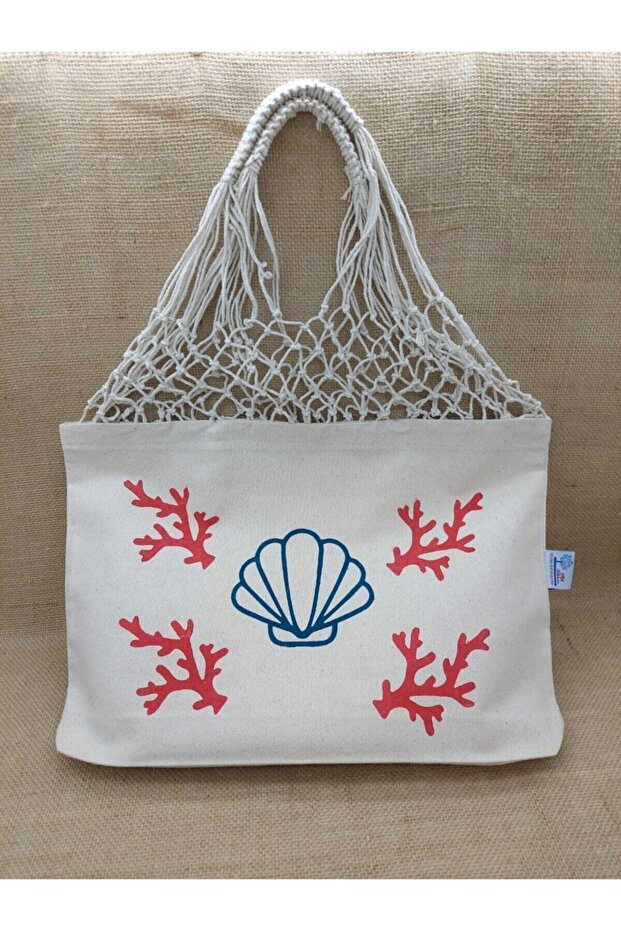 حقيبة شبكية مطبوعة بنمط صدف - 1