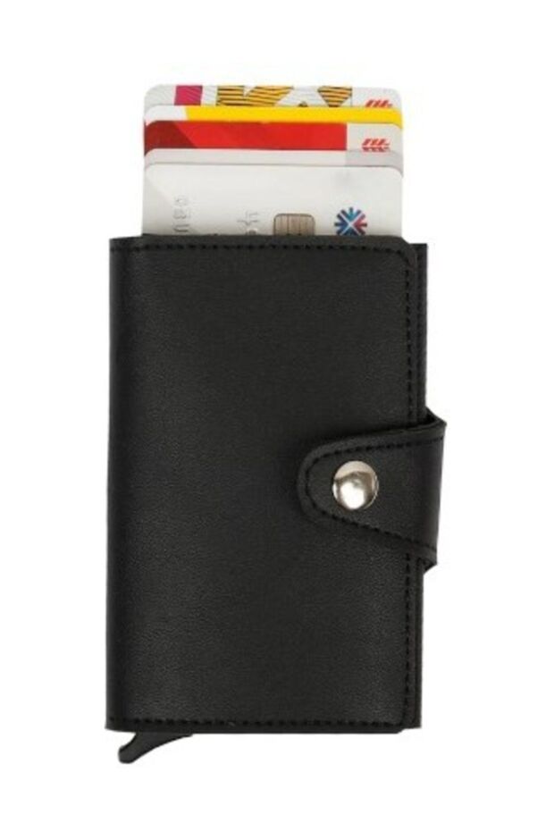 Leather Wallet Card Holder with Mechanism