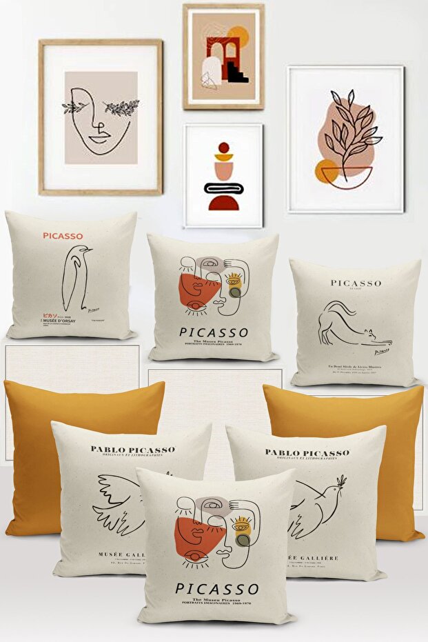 Art Series Double-Sided Digital Printed 8-Piece Cushion Cover Set (Art Cover Set)