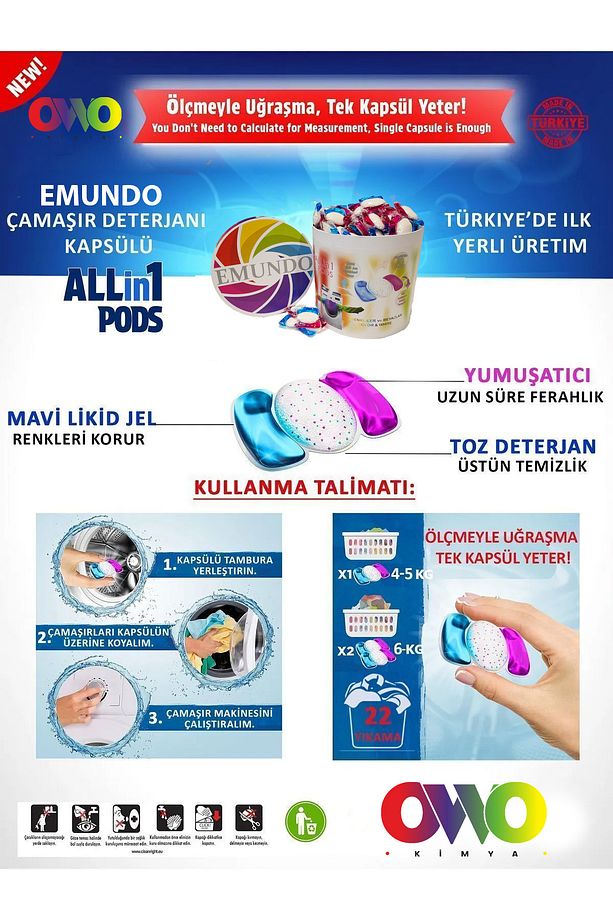 60+6'li Emundo 3ü1 Arada Kapsül Deterjan - 4