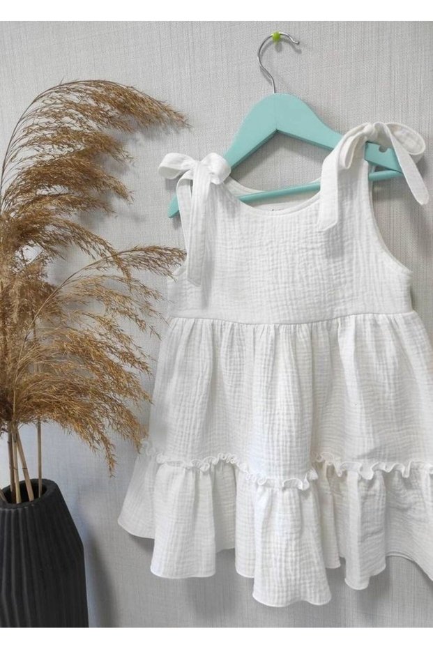 Girl's muslin sleeveless ruffled dress