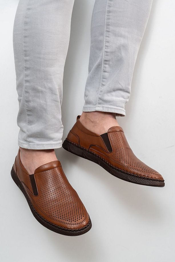 Erkek Hakiki Deri Ayakkabı, Günlük Ayakkabı, Yazlık Ayakkabı , Loafer Ayakkabı Taba Cilt - 5