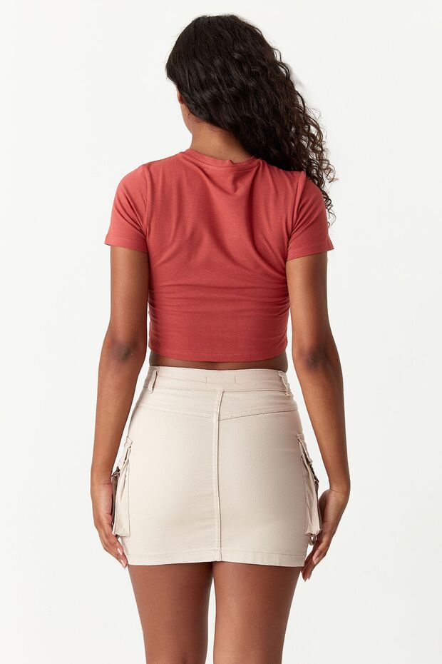 Kadın Kargo Cepli Mini Etek - 3