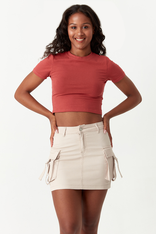 Kadın Kargo Cepli Mini Etek - 5