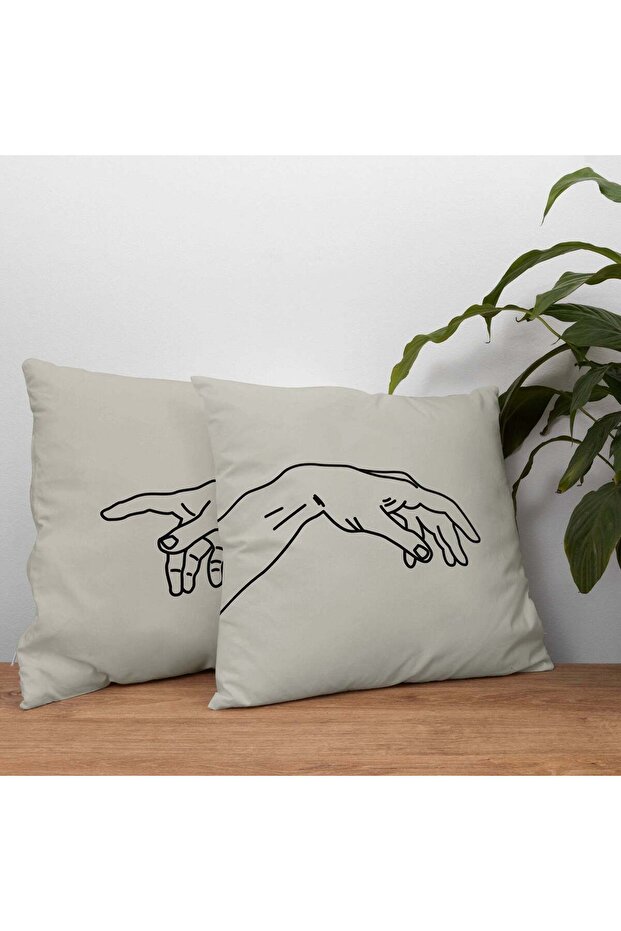 Hands / The Creation of Adam Çift Taraflı Kırlent Seti - 7