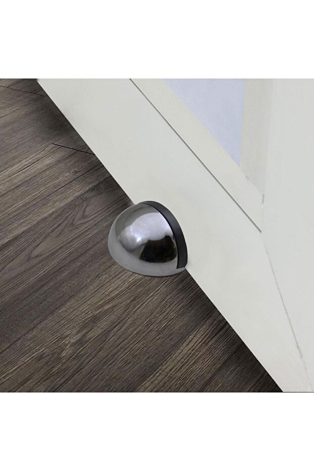 Yarımay Yapışkanlı Kapı Kolu Stoperi Tamponu Metal Kapı Stopu Durdurucu Tutucu Tutacağı Füme - 7