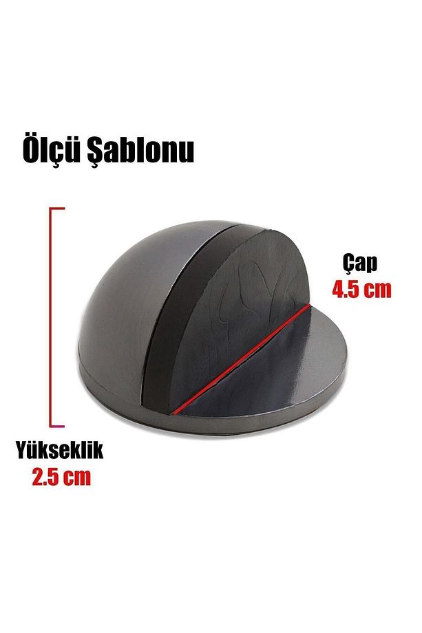 Yarımay Yapışkanlı Kapı Kolu Stoperi Tamponu Stop Metal Durdurucu Tutucu Tutacağı Satine Füme 5 Adet - 5