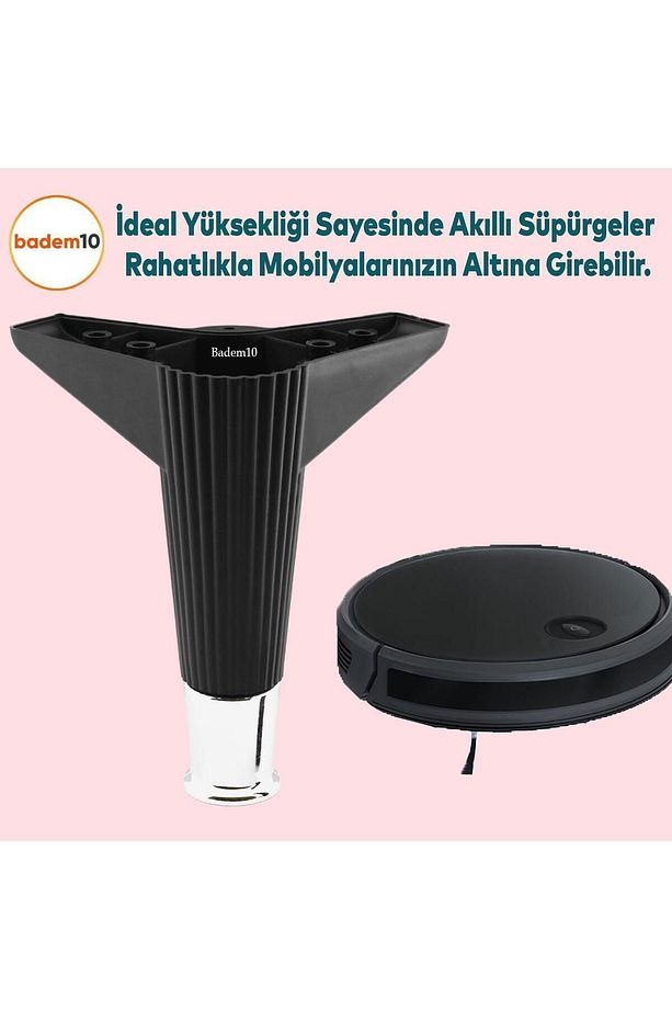 Elista 15 Cm Siyah Krom 4 Adet Mobilya Koltuk Ayağı Sehpa Tv Ünitesi Ayakları Yükseltici - 5
