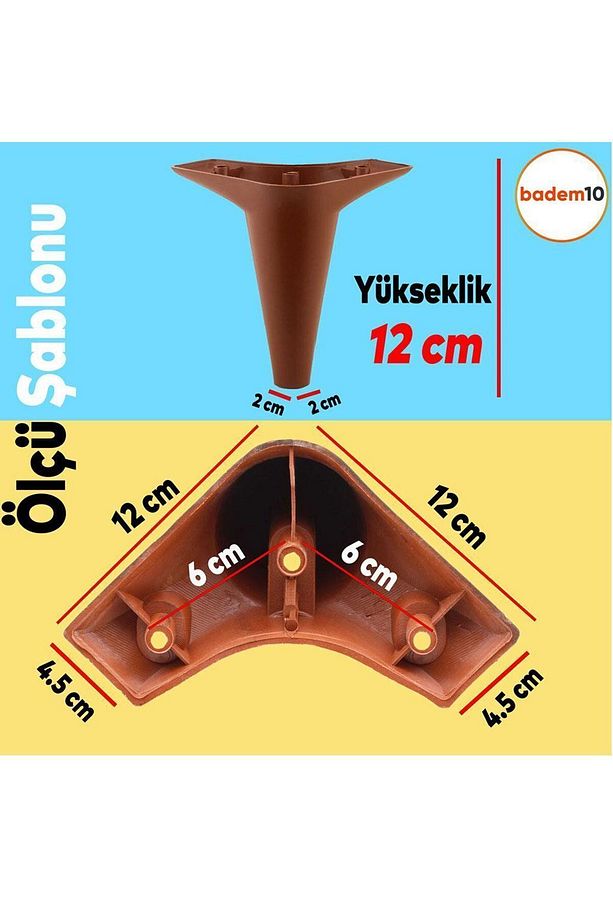Aspen Lüks Mobilya Kanepe Koltuk Tv Ünitesi Baza Yükseltici Ayağı Ayakları 12 Cm Kahverengi Ayak - 3