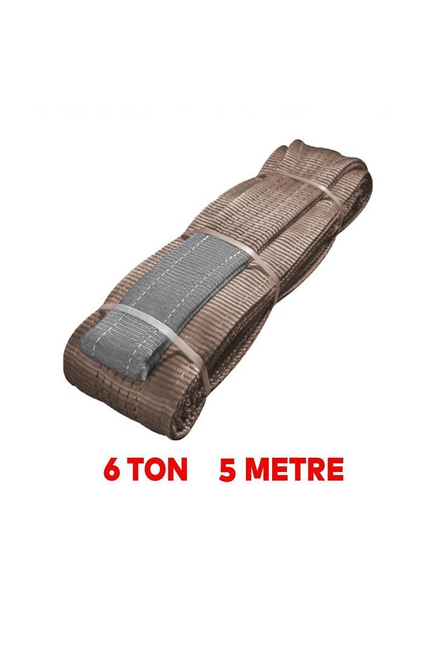 Sapan Polyester Spanzet 6 Ton 5 Metre Bronz Kahve Sağlam Yük Kaldırma Taşıma İndirme Halat - 2