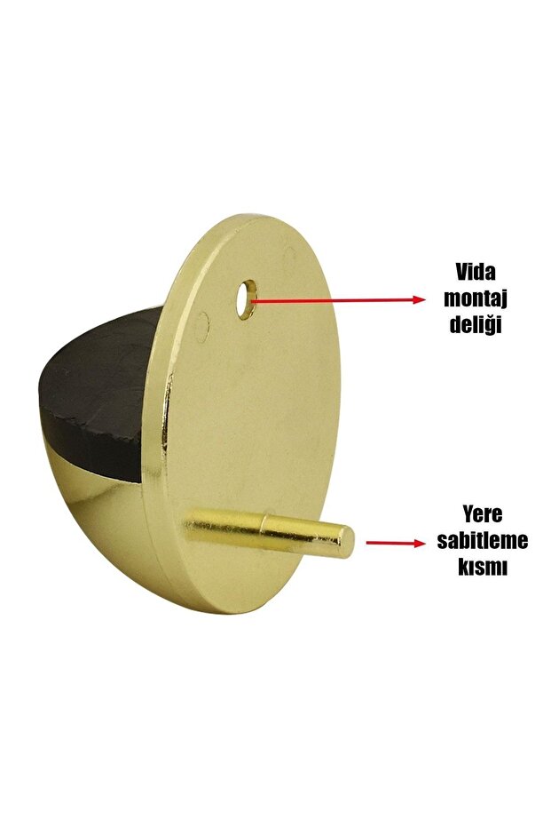 Yarımay Vidalı Kapı Kolu Stoperi Tamponu Metal Kapı Stopu Durdurucu Tutucu Tutacağı Gold Altın - 4