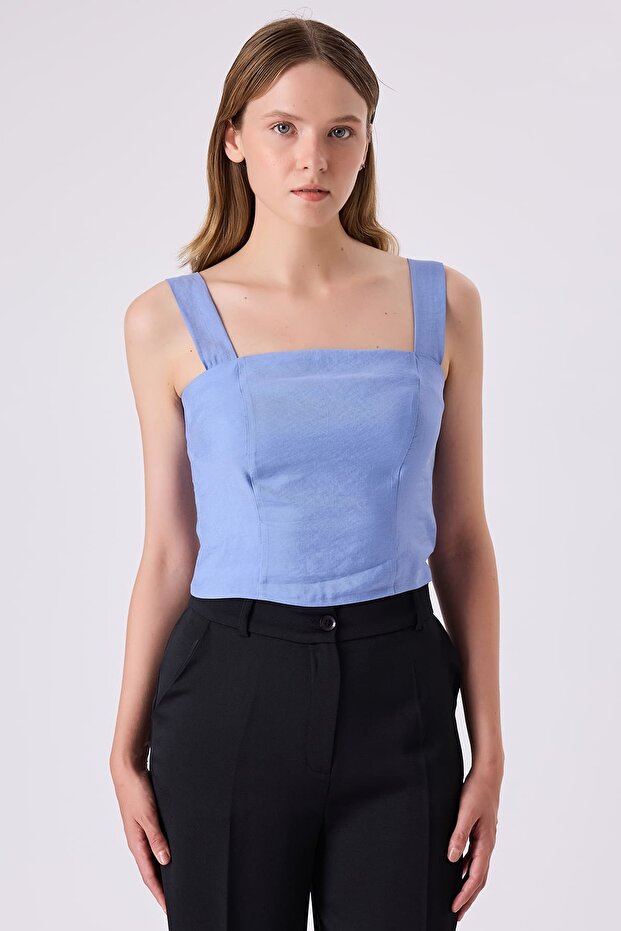 Askılı crop top bluz - 1