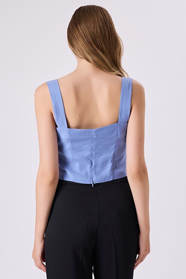 Askılı crop top bluz - 4