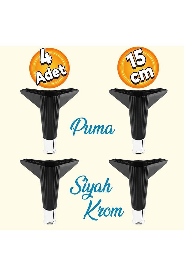 Elista 15 Cm Siyah Krom 4 Adet Mobilya Koltuk Ayağı Sehpa Tv Ünitesi Ayakları Yükseltici - 8