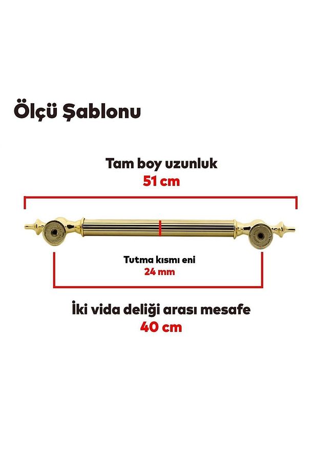 Çukurca Sürgülü Kapı Çekme Kolu Tutma Kulpu Kulbu Çelik Dış Kapı Tutamağı Kol Gol Altın 40 Cm - 2