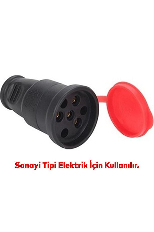 Sağlam Trifaze Kauçuklu Kablo Bahçe Dış Mekan Korunaklı Su Geçirmez Siyah Kapaklı Dişi Fiş Tek 16A - 3