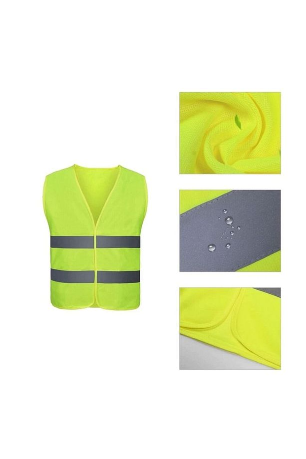 Ikaz Yeleği Fosforlu 5 Cm Reflektörlü Sarı Görevli Işçi Güvenlik Yeleği - 2
