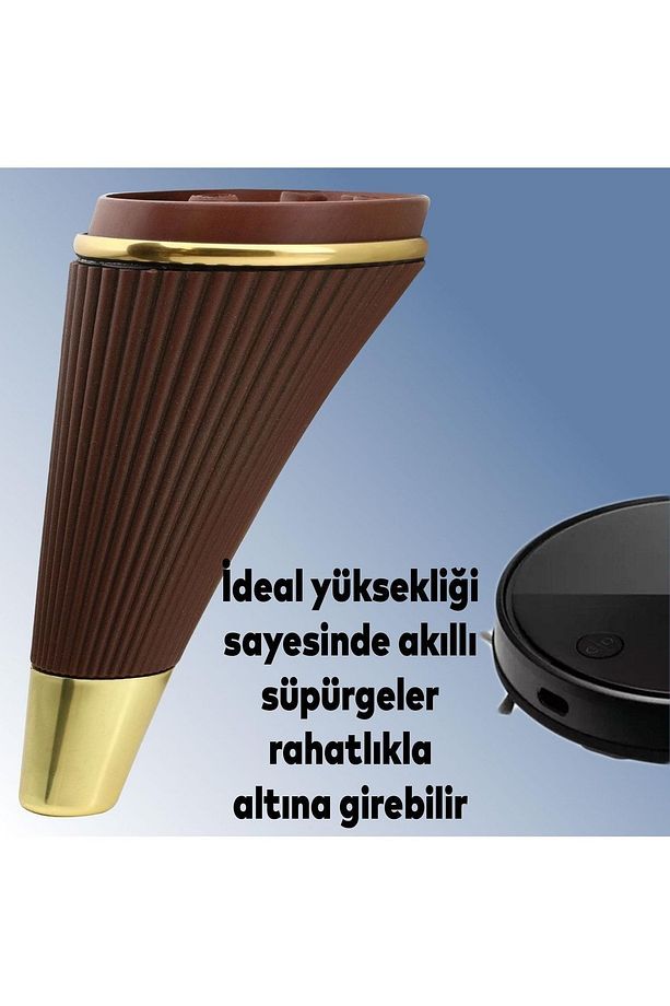 Iron Lüks Mobilya Kanepe Tv Ünitesi Berjer Koltuk Ayağı 15 Cm Ahşap Desenli Gold Ayakları - 3