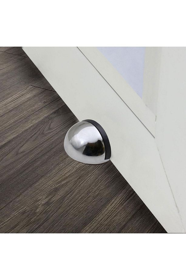 Yarımay Vidalı Kapı Kolu Stoperi Tamponu Metal Kapı Stopu Durdurucu Tutucu Tutacağı Krom - 3