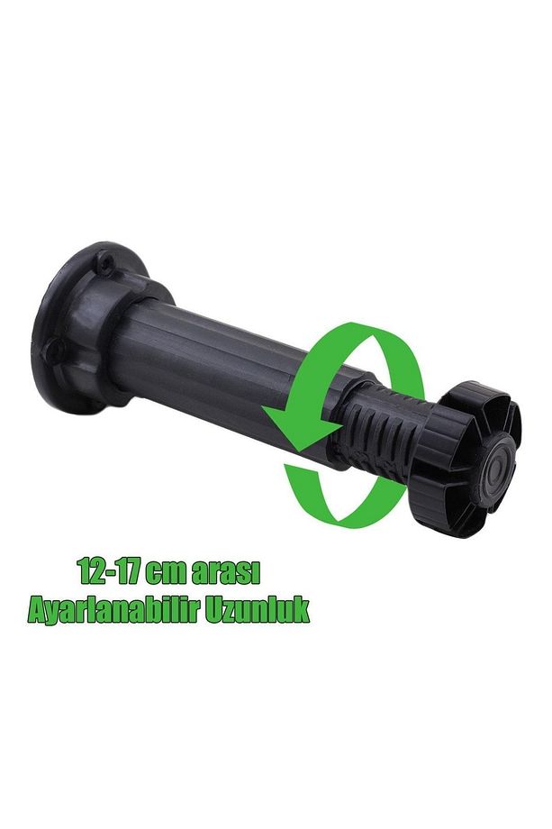 Ayarlanabilir Dolap Mobilya Tezgah Yükseltici Yükseltme Ayağı 12 Cm Siyah Denge Ayakları - 3