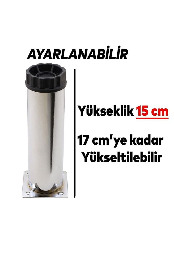 Ayarlanabilir Mobilya Kanepe Baza Koltuk Metal Destek Yükseltici Ayağı 15 Cm Krom Ayakları (5 ADET) - 6