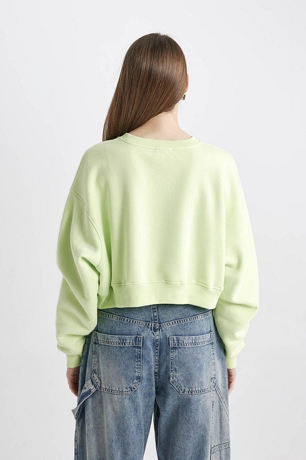 Coool Bisiklet Yaka Crop Basic Düz Sweatshirt C2116ax24sp - 6