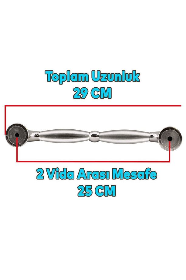 Zeplin Sürgülü Kapı Çekme Kolu Tutma Kulpu Kulbu Çelik Dış Kapı Tutamağı Nikel Saten Kulp 25.5 Cm - 2