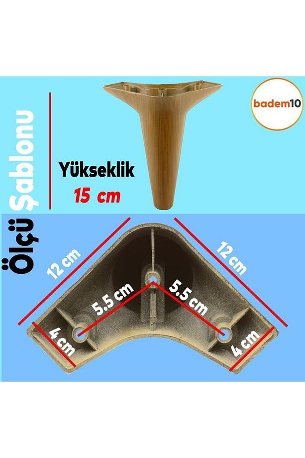 Aspen Lüks Mobilya Kanepe Koltuk Tv Ünitesi Baza Yükseltici Ayağı Ayakları 15 Cm Koyu Ceviz Ayak - 4