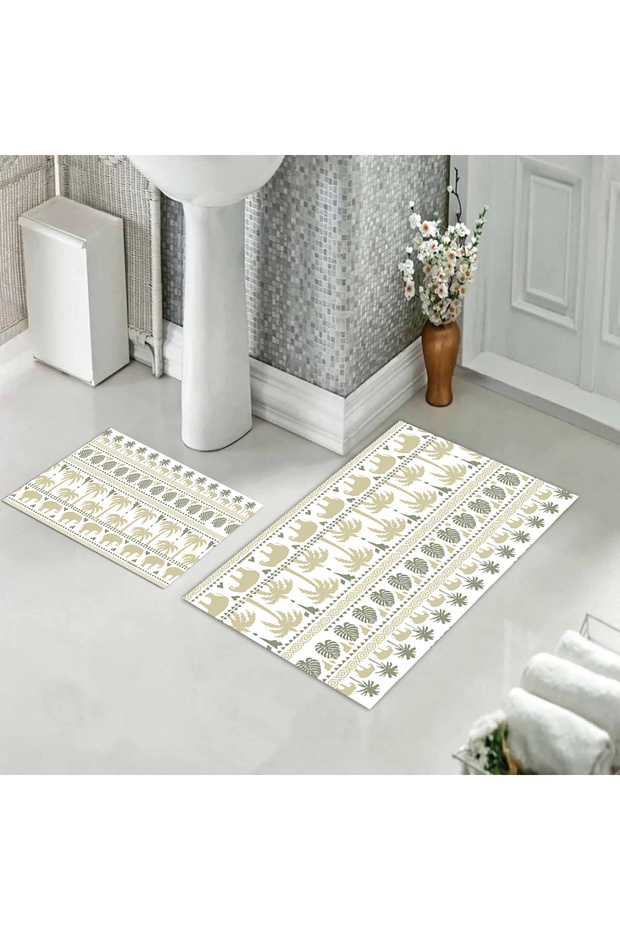 Patterned Printed Soft and Durable Bath Mat Set - Machine Washable - 1