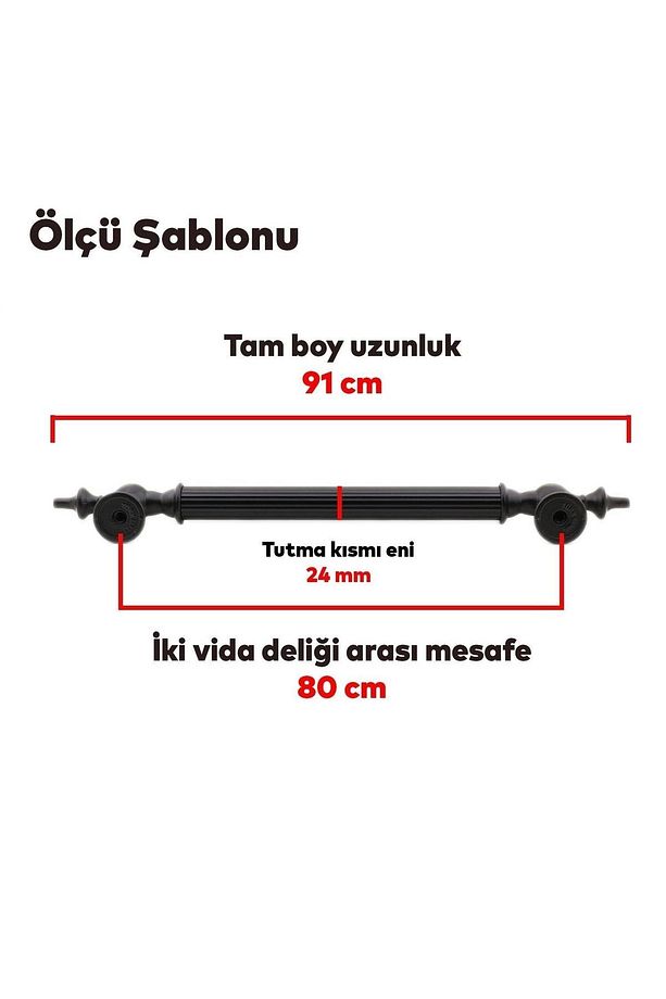 Çukurca Sürgülü Kapı Çekme Kolu Tutma Kulpu Kulbu Çelik Dış Kapı Tutamağı Kol Mat Siyah 80 Cm - 2