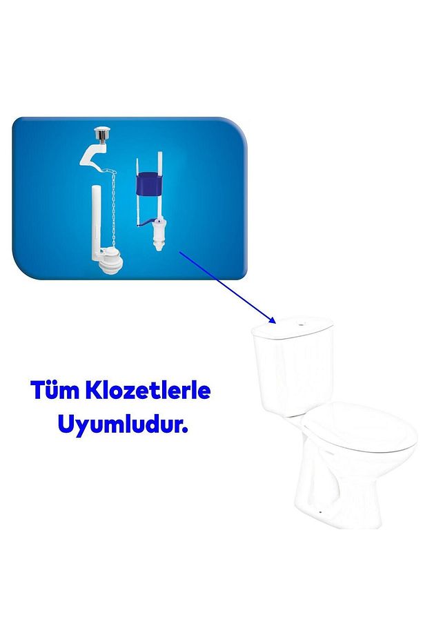 Alafranga Oturmalı Tuvalet Klozet Sifon İç Düzenek Rezervuar Basmalı İç Takımı Otomatik Su Dolum - 2