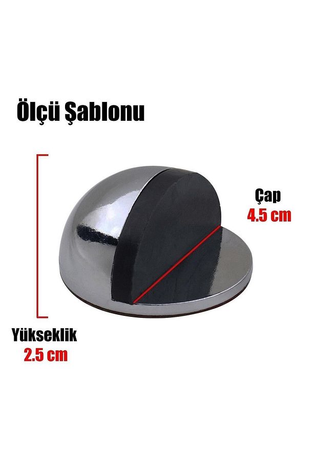 Yarımay Yapışkanlı Kapı Kolu Stoperi Tamponu Stop Metal Durdurucu Tutucu Tutacağı Füme 5 Adet - 6