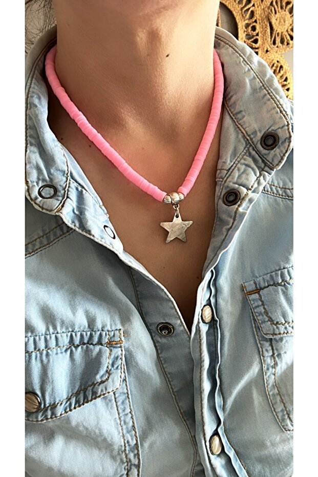 Neon Fimo Star Basic Necklace - 1