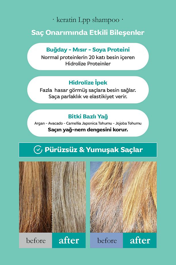 Kuru Ve Hasarlı Saçlar Için Profesyonel Bakım Şampuanı Lpp Keratin Shampoo 150ml - 6