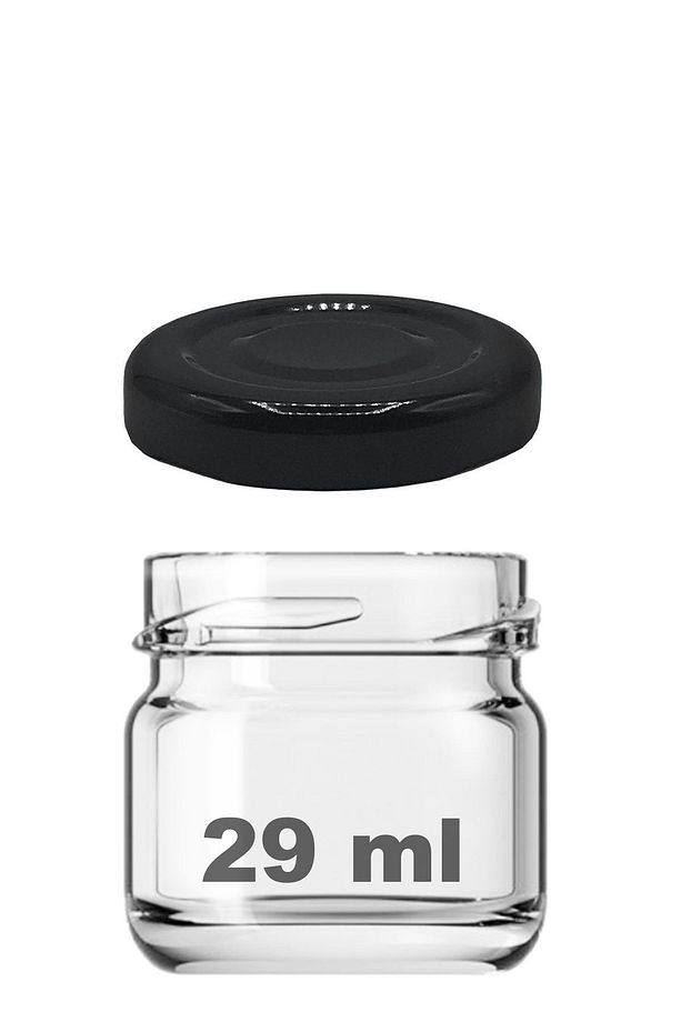29 ml Metal Siyah Kapaklı 29 Cc Küçük Numune Cam Kavanoz 1 Adet - 1