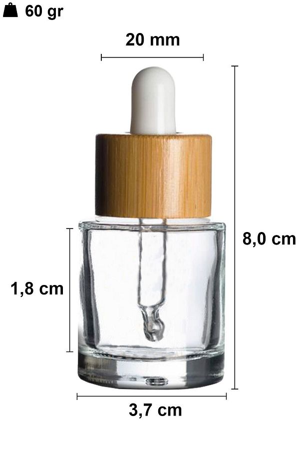 20 ml Şeffaf Cam Damlalıklı Serum Şişesi 20 Cc Bambu Kapaklı Ahşap Dropper Cam Şişe Ahşap 1 Adet - 2