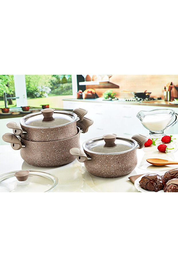 6 Parça Granit Güveç Set Gri Renk - 1