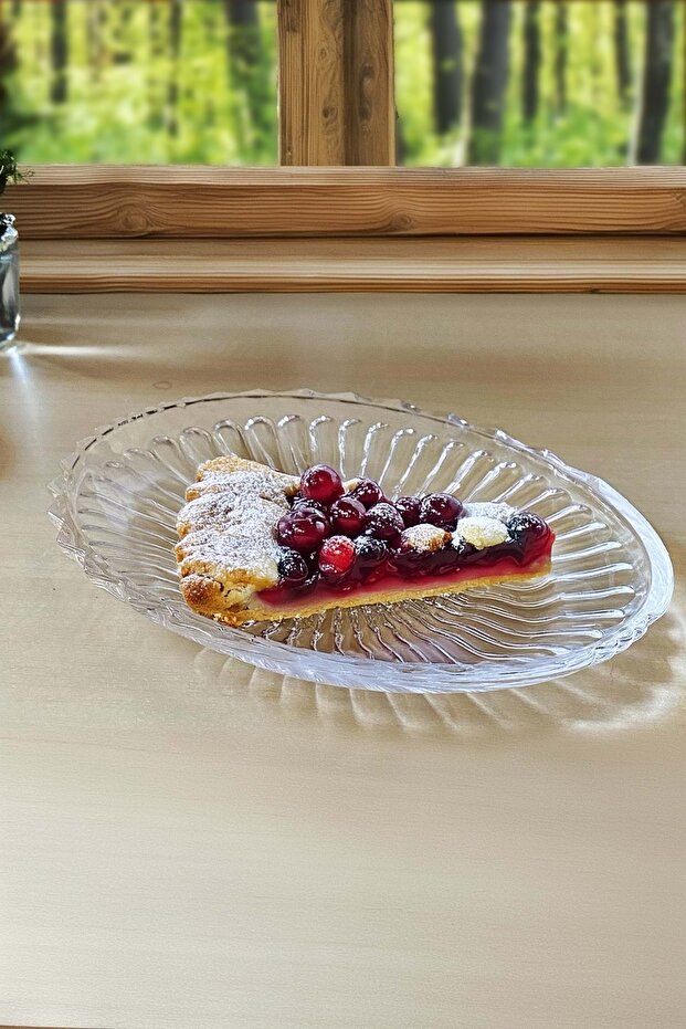 Glass Pasta and Salad Serving Plate Set 20X15 cm 1 Piece Damla