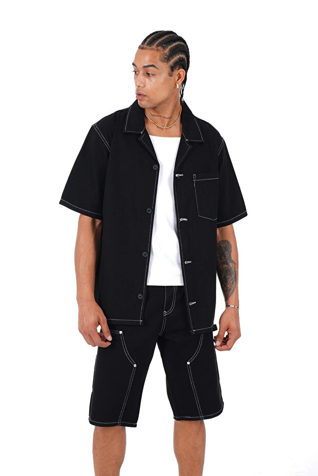 Basic Gömlek Şort Takım - 4