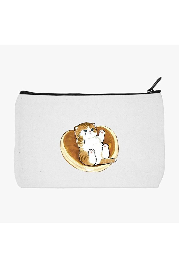Lying Cat Pen Holder and Makeup Bag Set