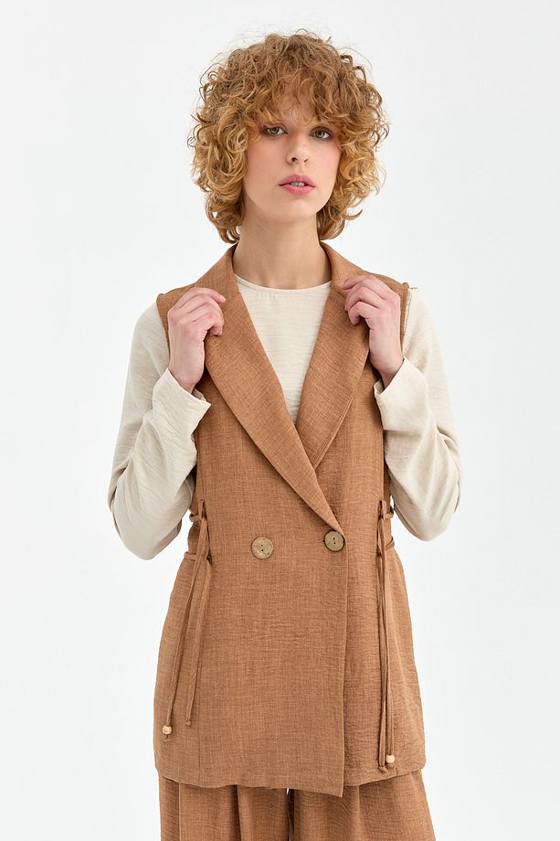 Yelek Bluz Pantolon Takım  Camel - 6