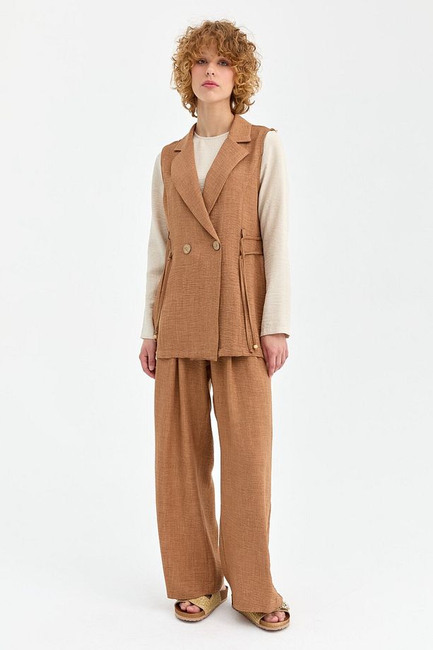 Yelek Bluz Pantolon Takım  Camel - 3