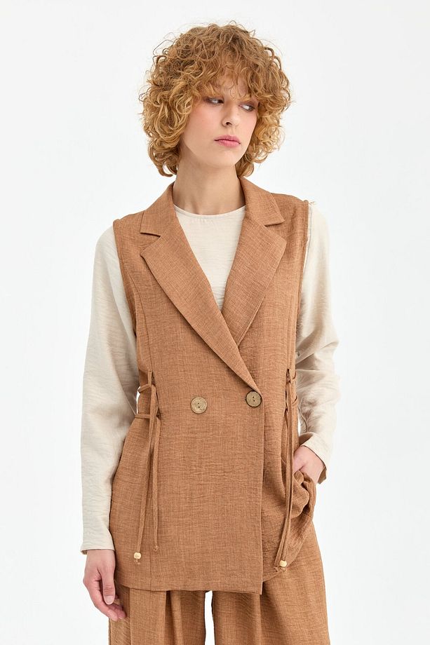 Yelek Bluz Pantolon Takım  Camel - 5