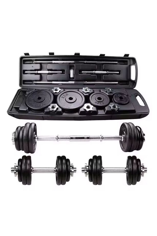 Çantalı Döküm Demir Plaka Dambıl Seti 50 Kg Siyah Dumbbell Set - 2