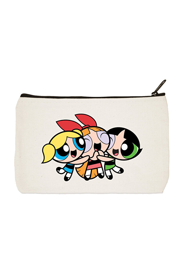 Powerpuff Girls Team Waterproof Printed Cloth Makeup Bag, Pen Holder, Wallet