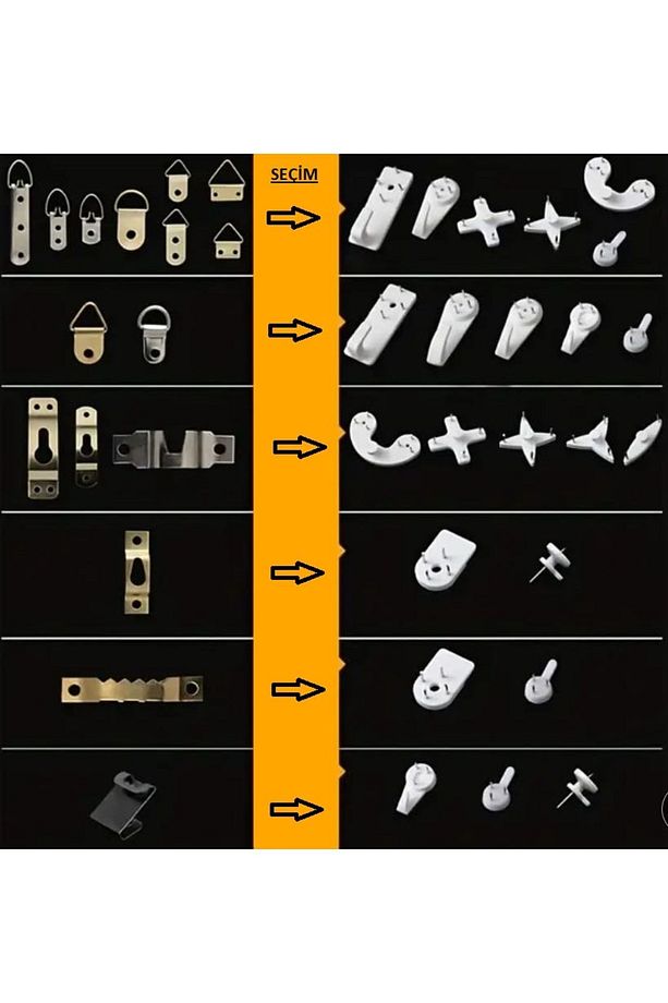 Kolay Çivi - Tablo Duvar Çivisi - Çivili Askı - No: 4 - Paket Içeriği 4 Adet - 4