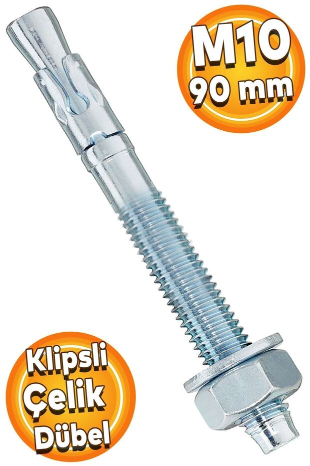 Klipsli Çelik Dübel M10x90 Mm - 1