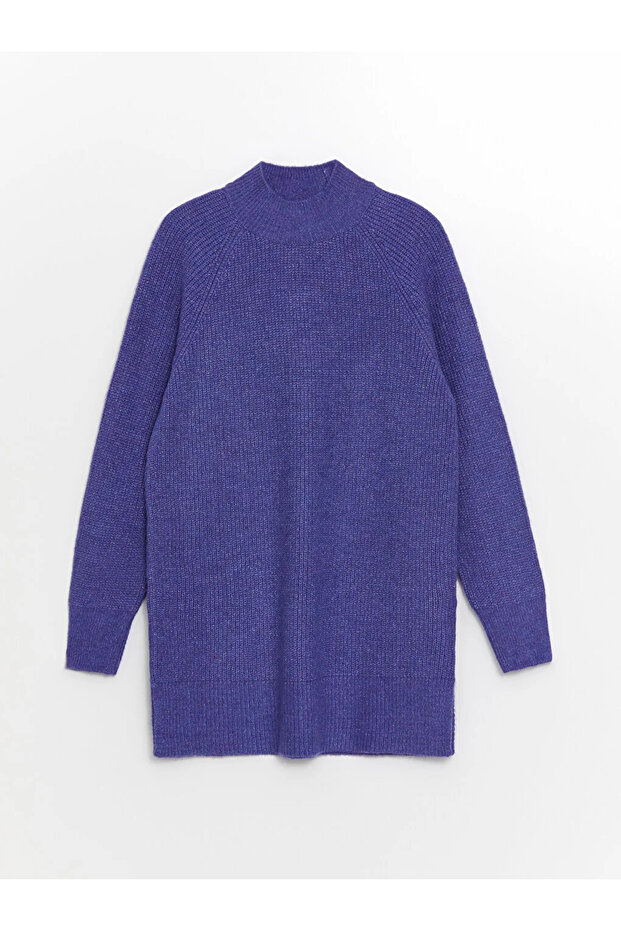 LCW Modest Dik Yaka Düz Uzun Kollu Kadın Triko Tunik - 3