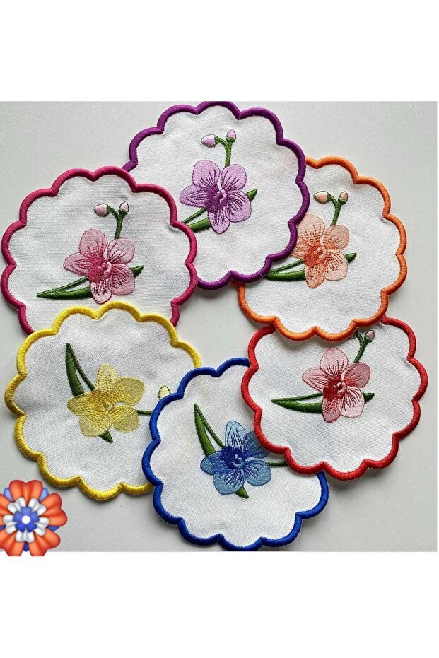 6 Adet Kokteyl Kahve Sunum Peçetesi(orkide model) - 1